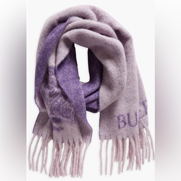 BNWT Burberry Equestrian Knight Wool Scarf Lilac Purple Wrap Around Scarf - Picture 3 of 4